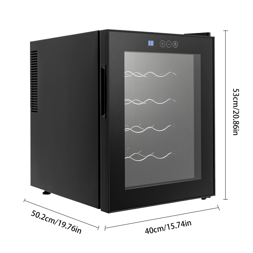 Black Wine Fridge 48L 20-Bottles Small Wine Cooler Rectangular Wine Cellar 110V