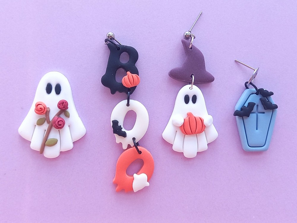 Halloween Theme Micro Pumpkin Bat Ghost Polymer Clay Cutter Set | Maxi Mini