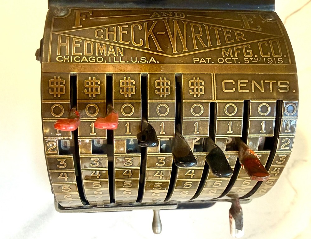 Antique F & E Hedman Check Writer Model M