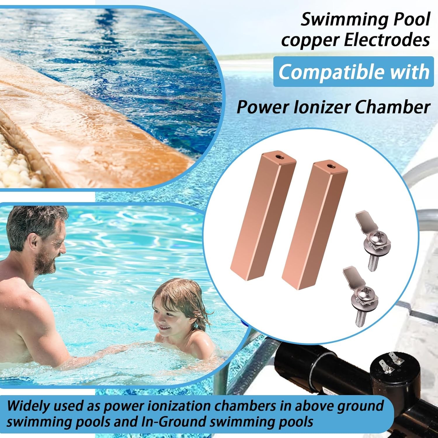 Swimming Pool Copper Electrodes For Power Ionizer Chamber,Replacement Electrodes