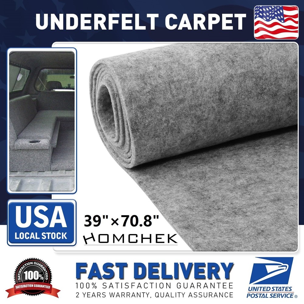 Mid Gray Auto Felt Carpet Speaker Floor Padding Upholstery Trunk Liner Replace