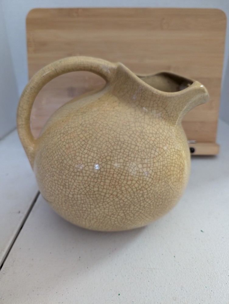 Vintage Yellow Tilted Ball Pitcher