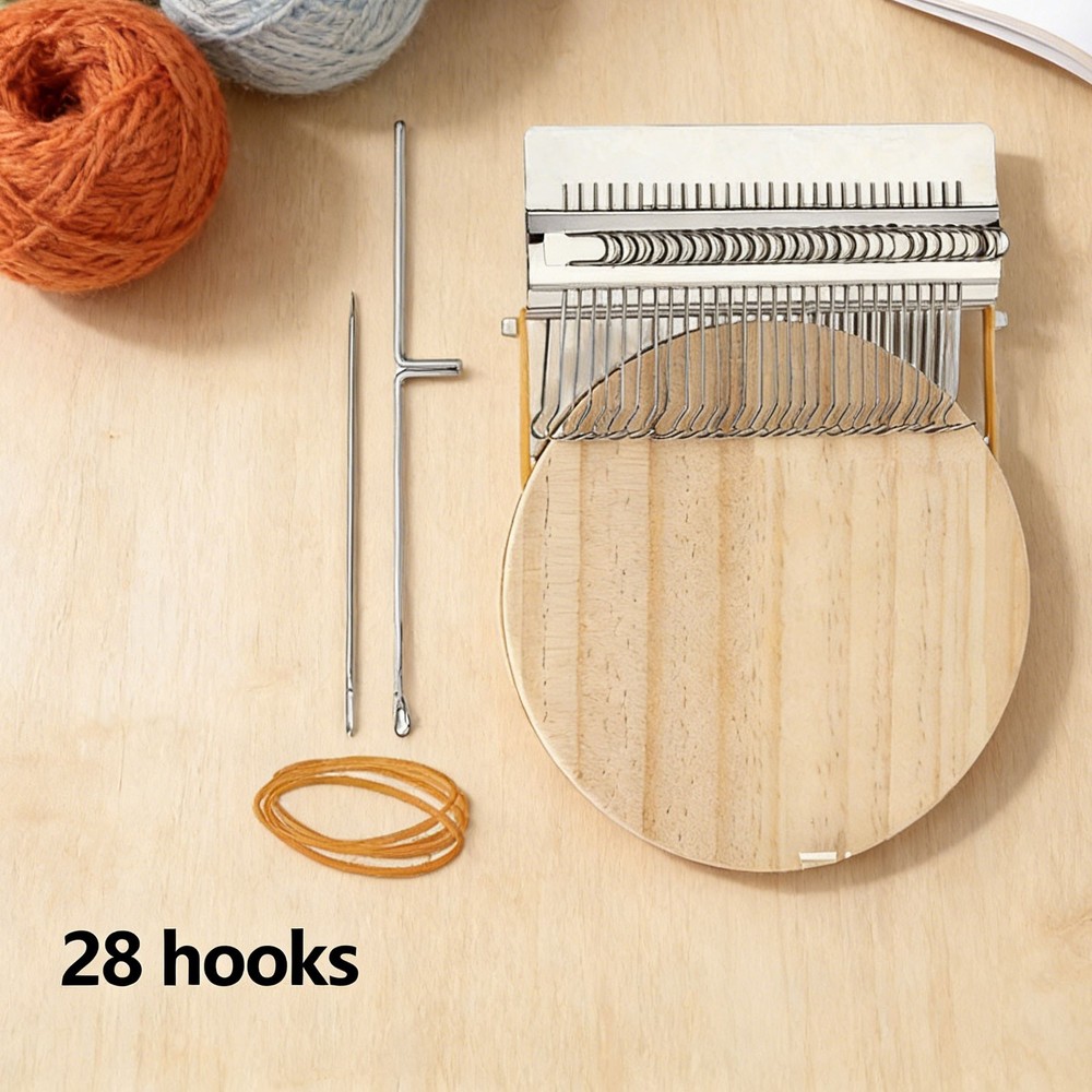 28 Hooks Small Loom Speedweve Type Weave Tool Darning Machine with Wood Disc