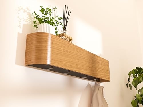 Wall Coat Rack - Wall Shelf with Hooks - entryway Hooks - entryway Shelf Beige