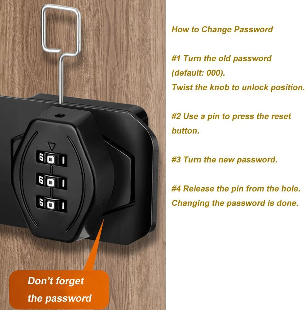 Cabinet Lock Keyless 3-Digit Password Combination Code Hasp Latch Lock Twist Kno