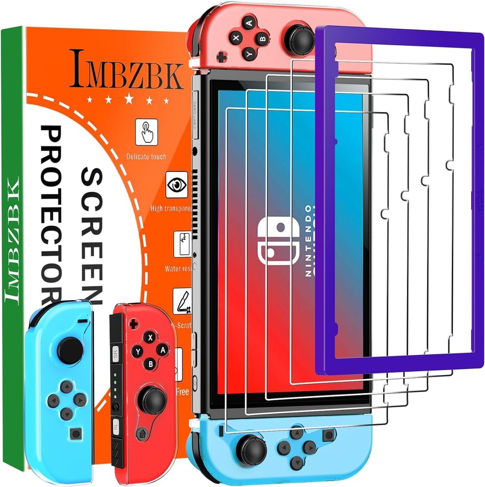 4 Pack Screen Protector for Nintendo Switch 2017 with 2 Pack Controller Cover