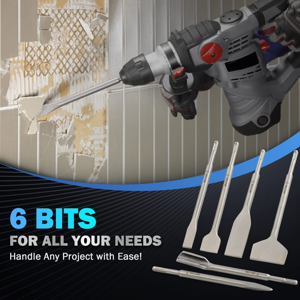 ZELCAN Chisel Set with 3 inches blade width, 10 overall length, Sliver