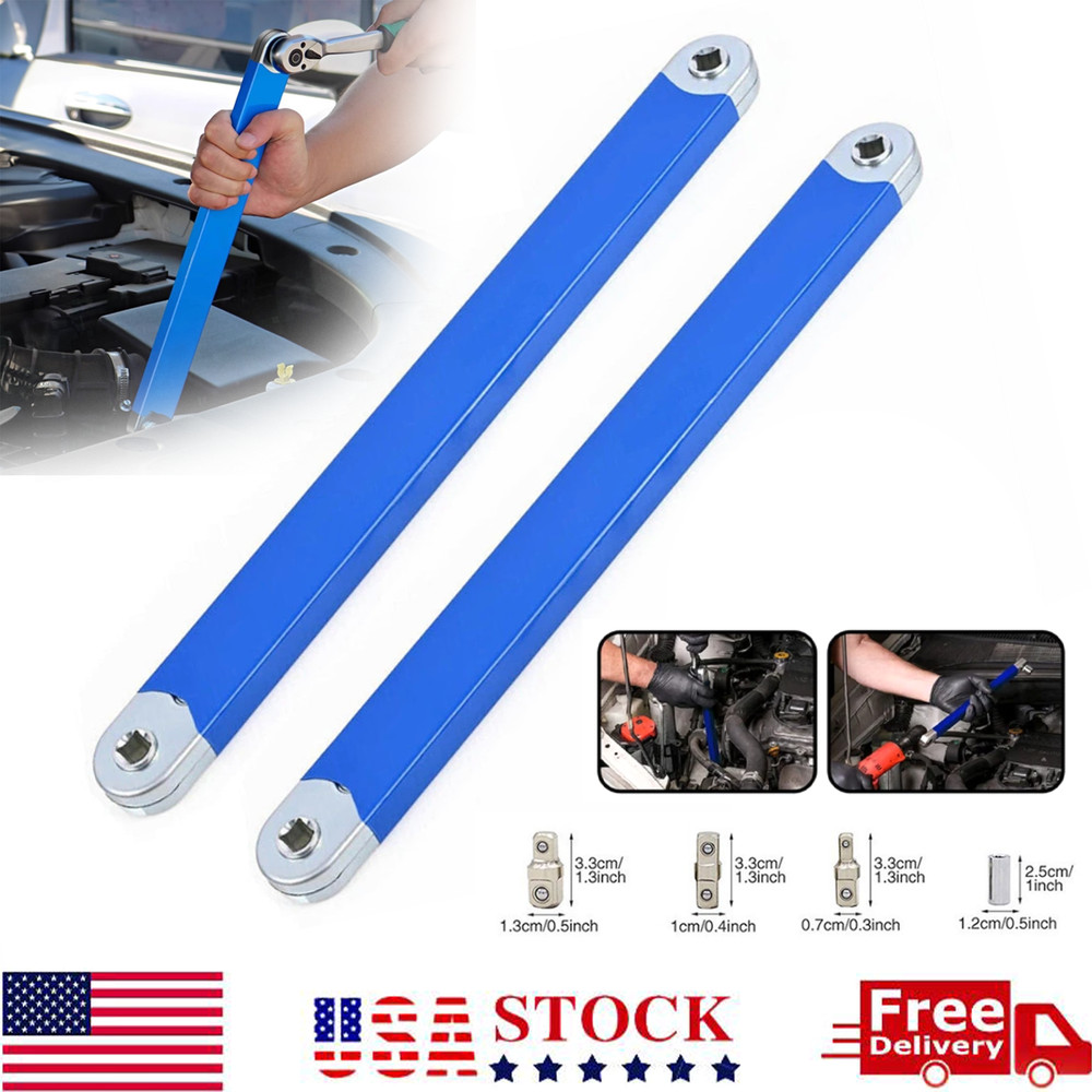 2 Pack Offset Extension Wrench Set Ratchet Spanner Wrench with Extender Adapter