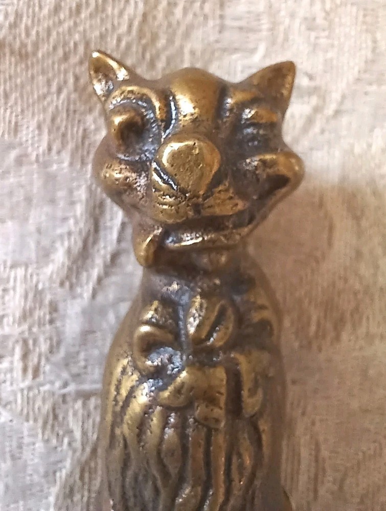 Whimsical Vintage Solid Brass Cheshire Cat Nutcracker Made in England 5" Paperw