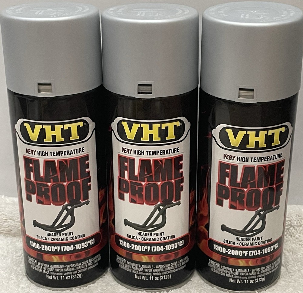 VHT SP117 FLAT ALUMINUM High Temperature Flame Proof Header Paint 3-Pack 11oz