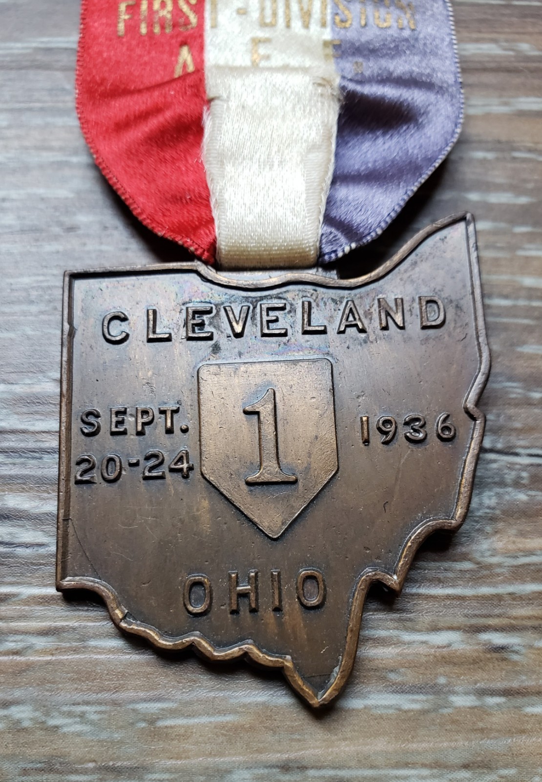 🔥RARE ORIG'L WWI 1ST DIVISION REUNION MEDAL CO K 28TH INF BLACK LIONS CANTIGNY