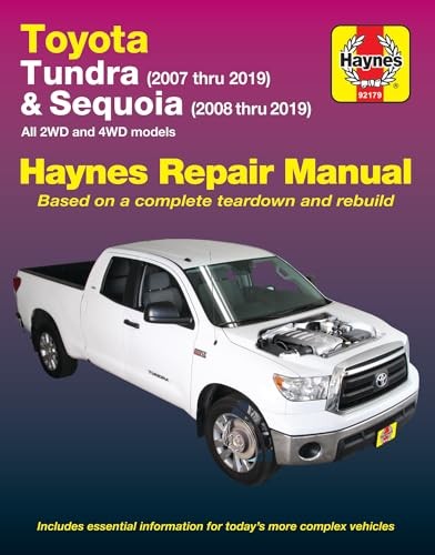 Toyota Tundra Sequoia Shop Service Repair Manual 2WD 4WD 2007-19 Haynes