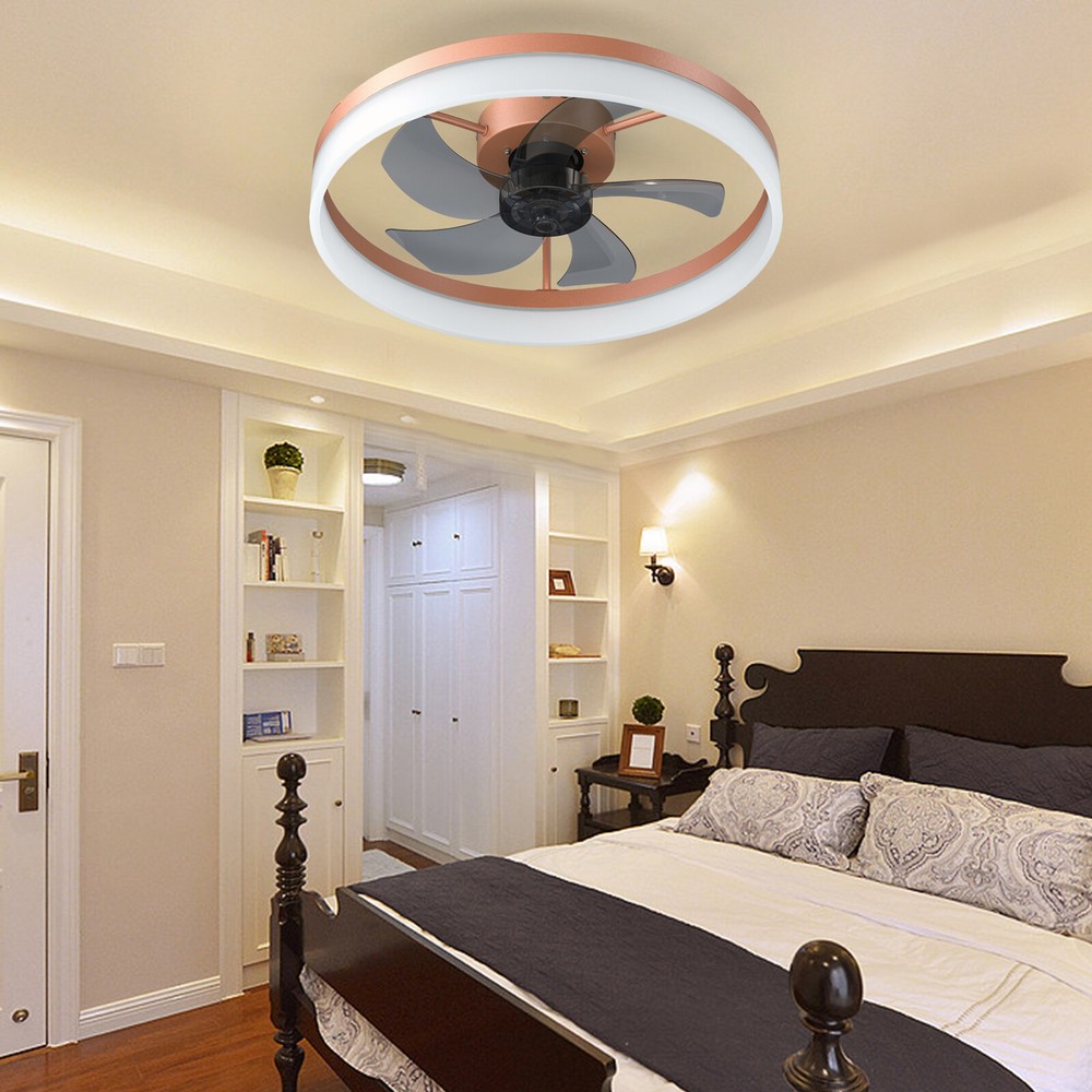 Ceiling Fans w/Lights Dimmable LED Embedded installation Rose Gold ceiling fan