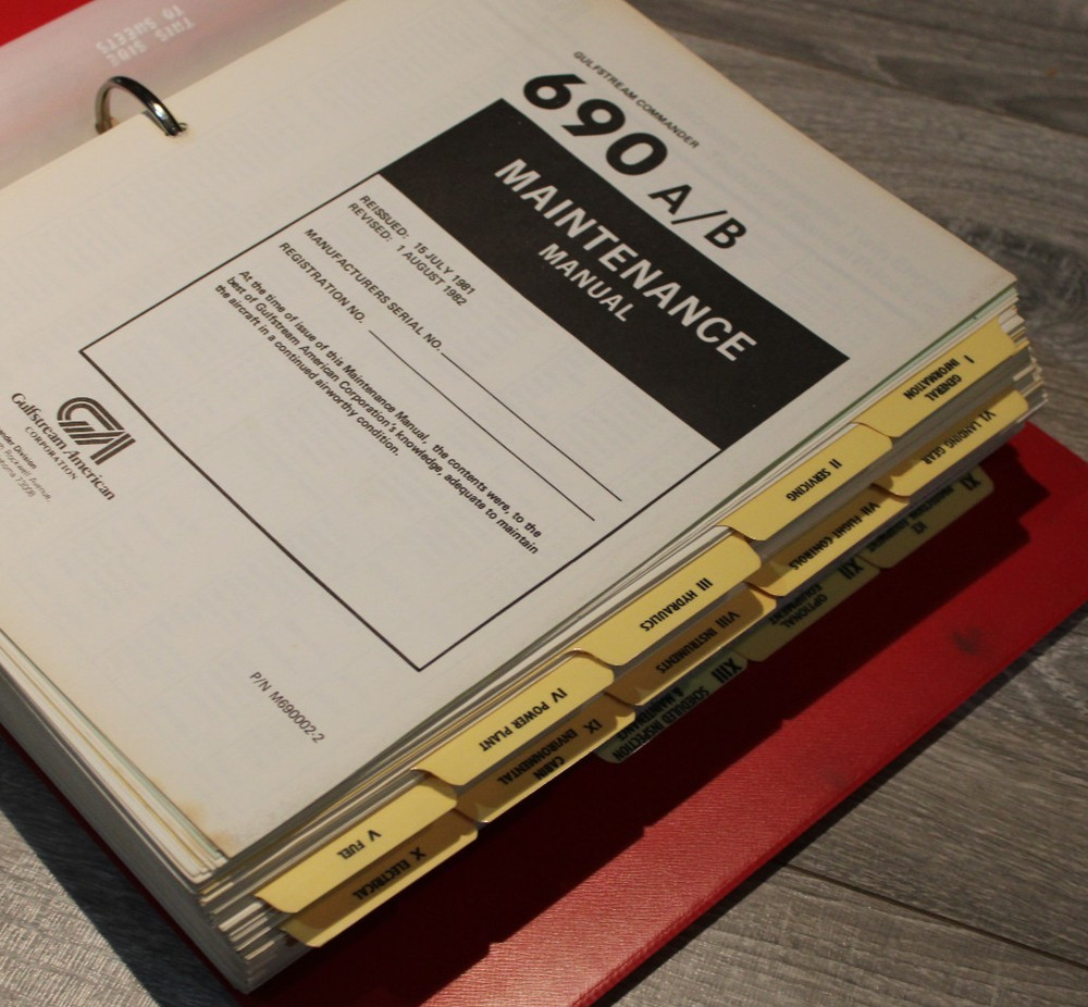 GULFSTREAM COMMANDER 690 A/B MAINTENANCE Manual 1982