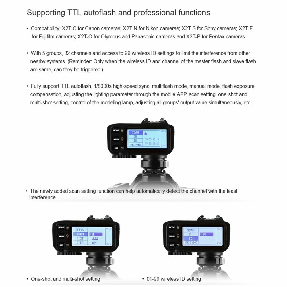 Godox X2T-C TTL HSS Wireless Flash Trigger Bluetooth Connection for Canon Camera
