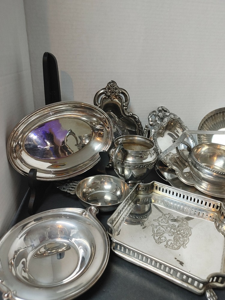 12 SILVERPLATED DISHES SHEFFIELD REED & BARTON WALLACE WM ROGERS SHEETS ROCFORD