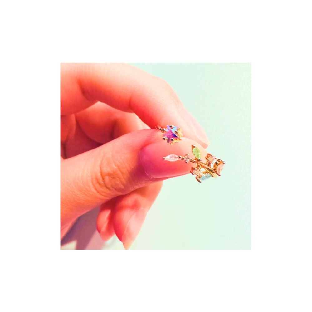 Women's Multicolored Adjustable Open Star Leaf RIng