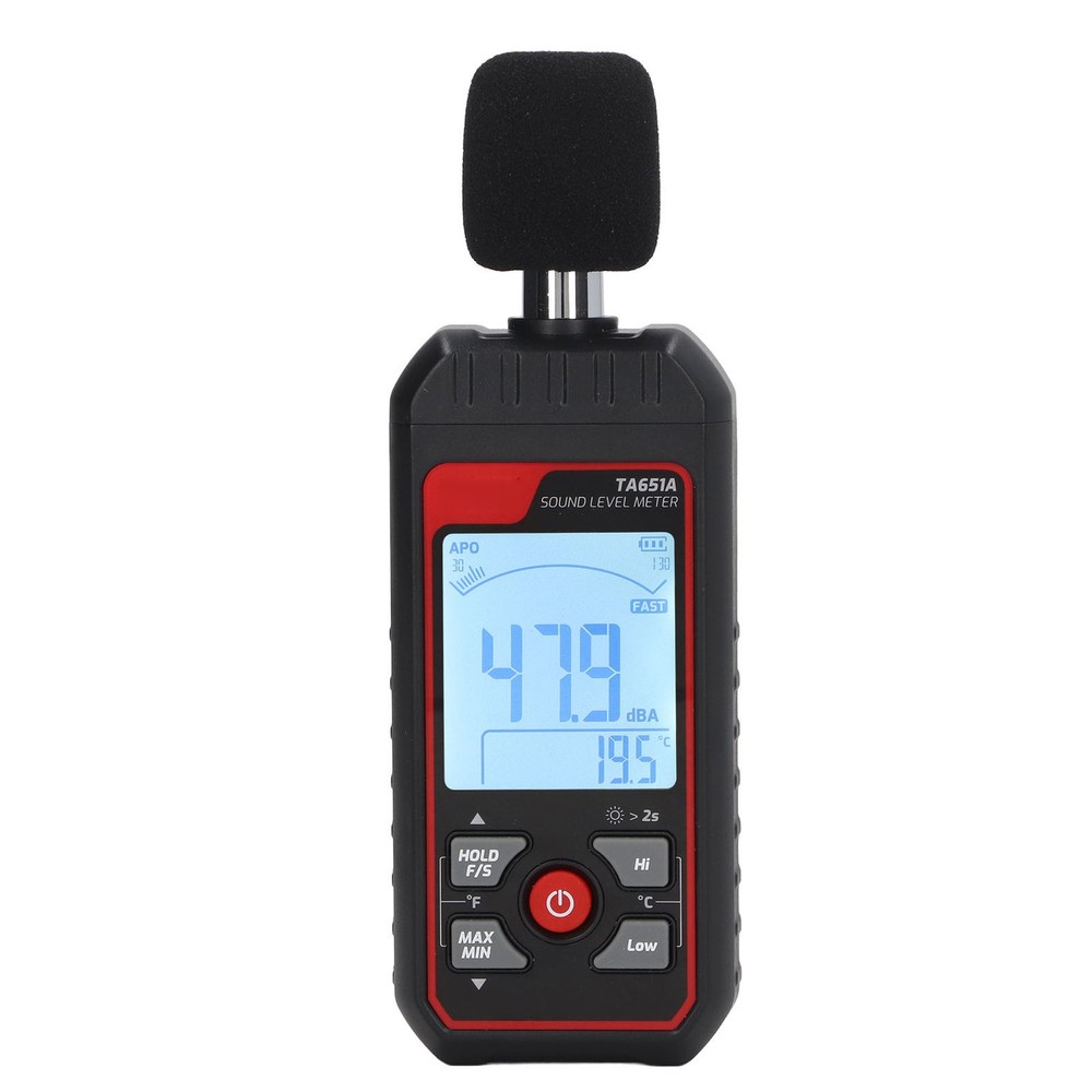 Sound Level Meter Sensitive Quick Response LCD Backlit Noise Tester Black