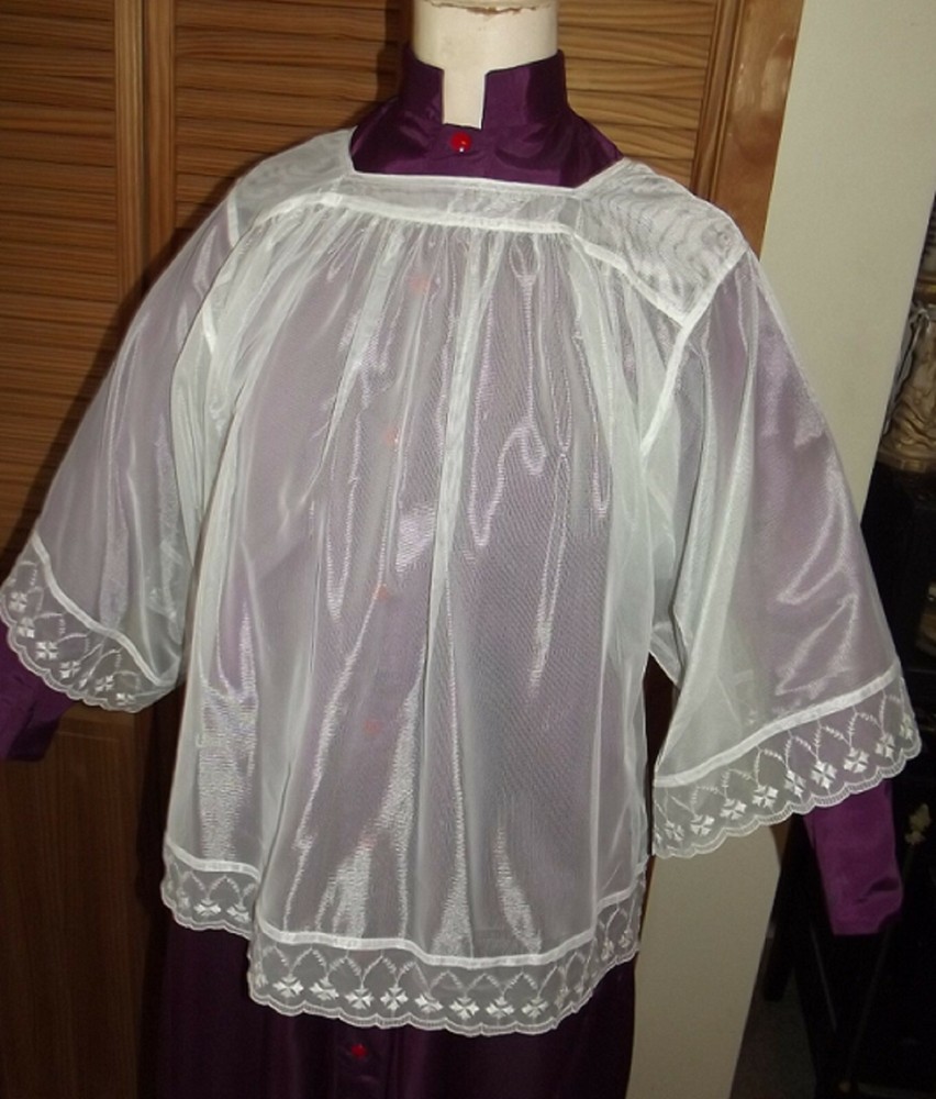 Altar Servers Violet Cassock & Surplice SnapButton Front EmbroideredCrosses NICE