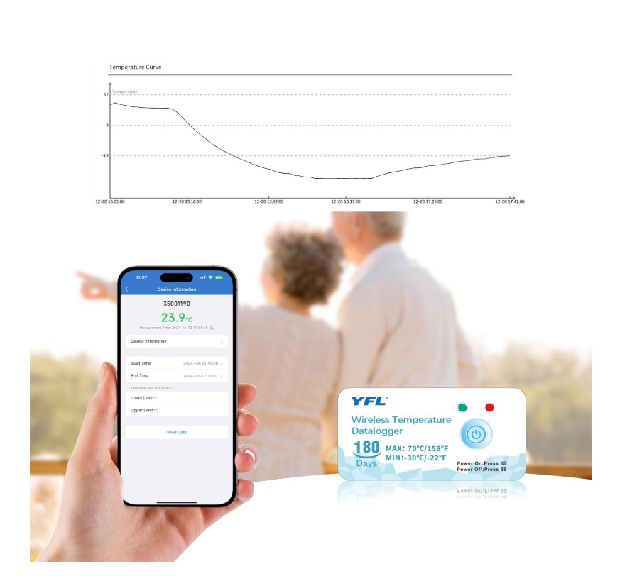 Wireless Temperature Data Logger Reusable Temperature Sensor USB-Free Thermomete