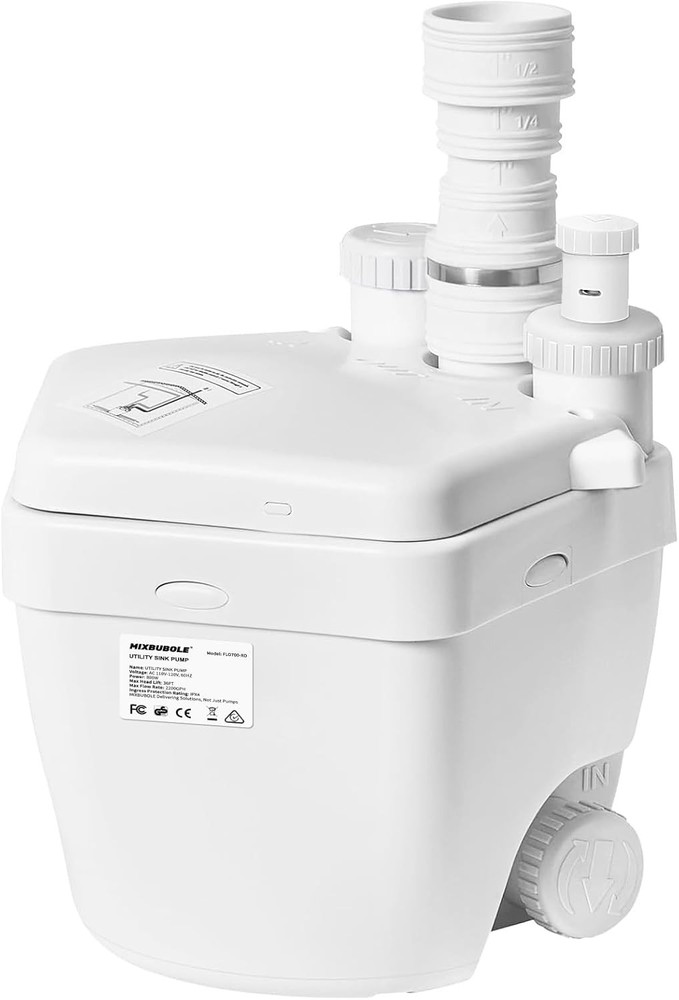 Upgraded 1 HP Utility Sink Pump with PCB Function Upflush to 36FT 2200GPH Under