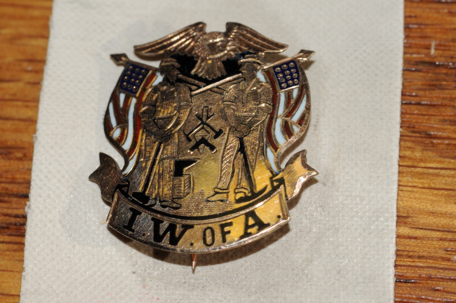 IW. of A Fraternal Organization Pin Gold Filled 1902 New Old Stock Old*********