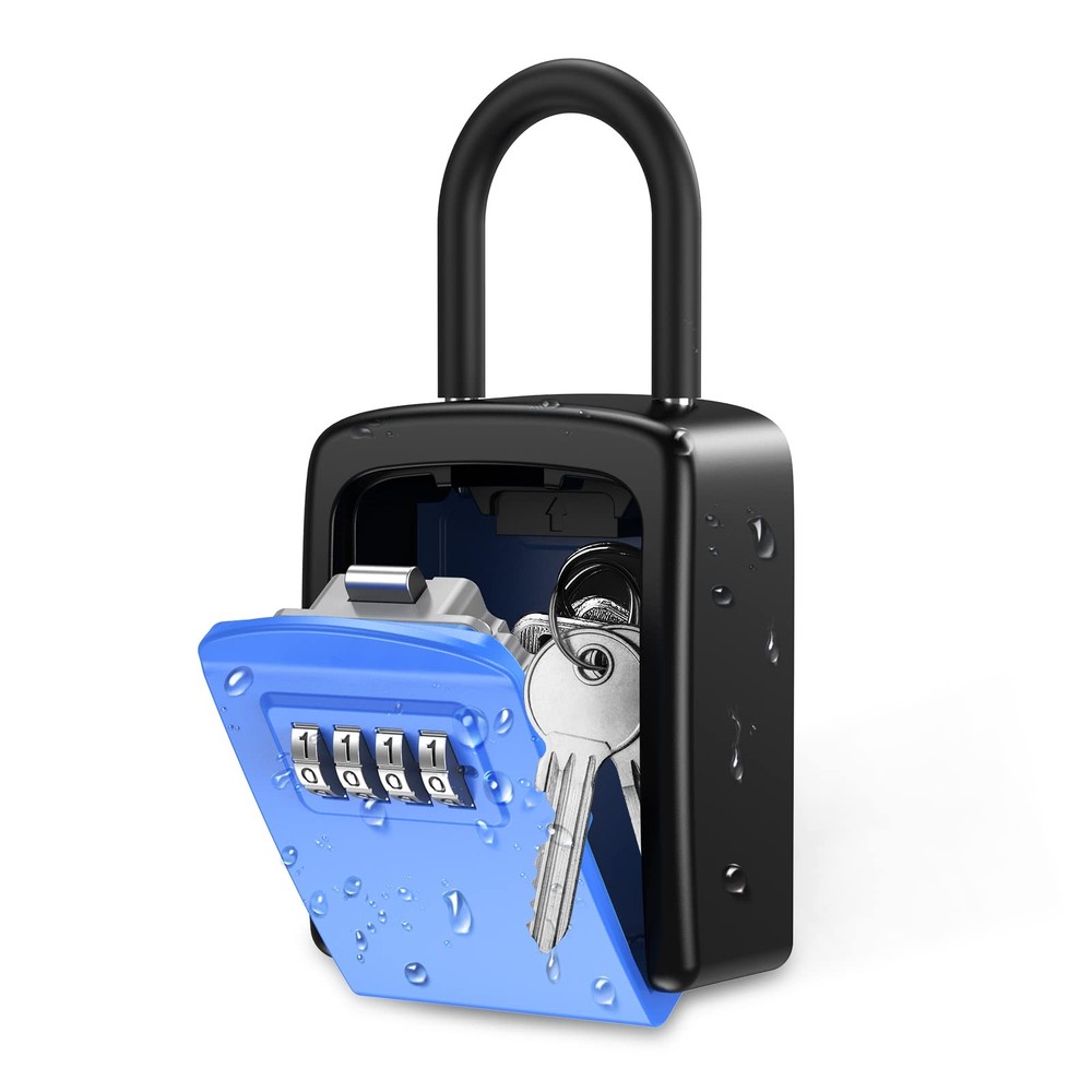 Key Lock Box, 4 Digit Combination Key Storage Lock Box, Key Safe Box with Rem...