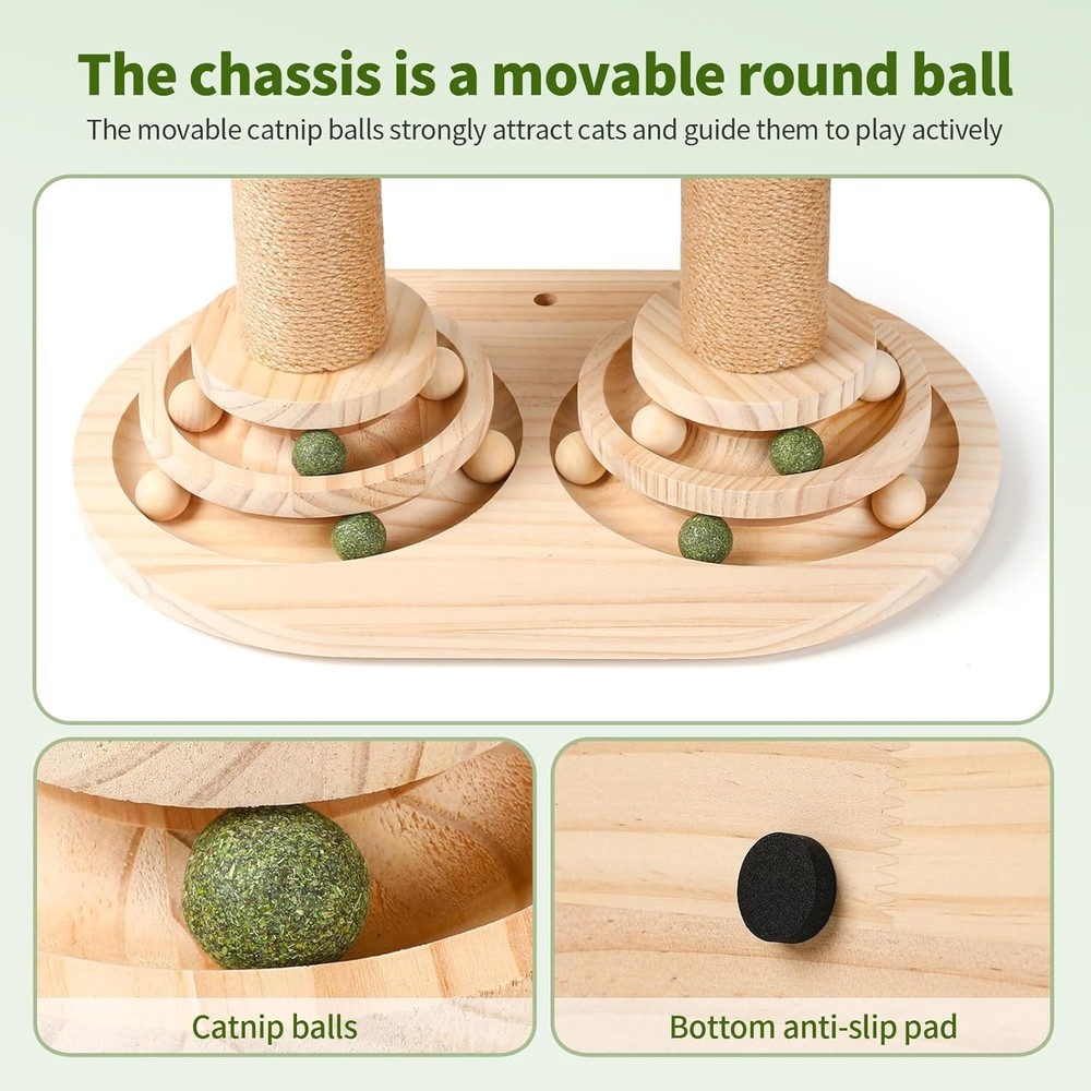 Fun Cat Tree Tower, 4-in-1 Interactive Cat Scratching Post with Sisal Scratcher