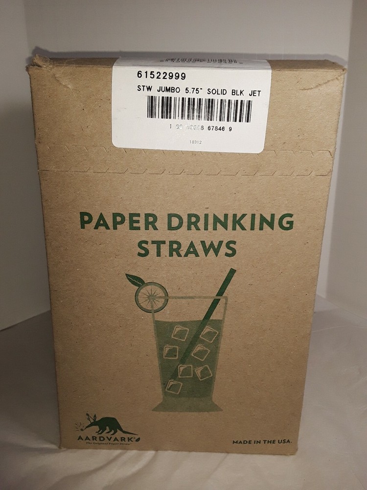 (8) 875 Packs (7000 Total) Black Paper Straws Biodegradable Solid Bulk Made USA