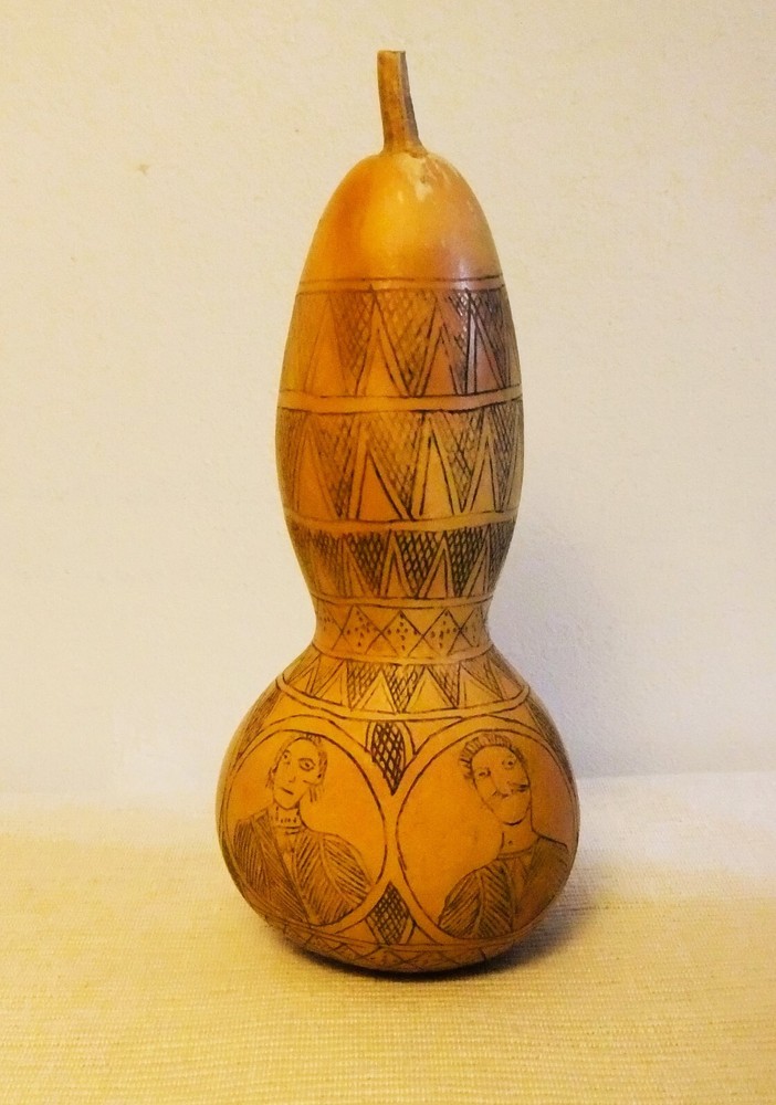 ANTIQUE DRY PUMPKIN CARVED WITH CHARACTERS