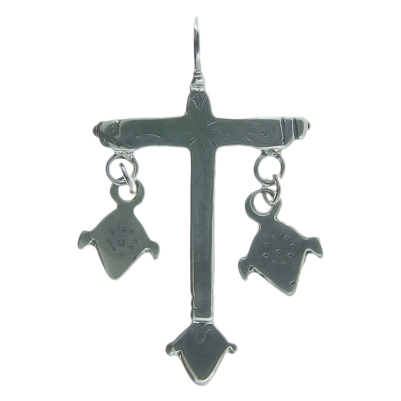 Solid sterling silver GUATEMALAN WITH DANGLES CROSS (C-6)