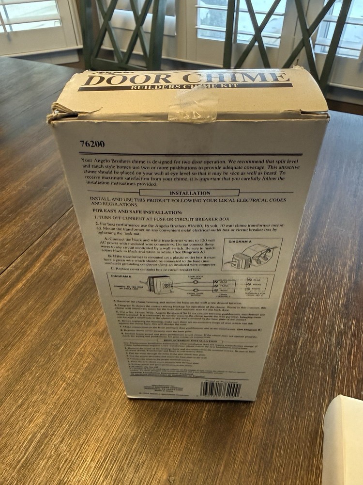 NEW Angelo 76200 Door Chime Kit, Lighted Button, include Transformer