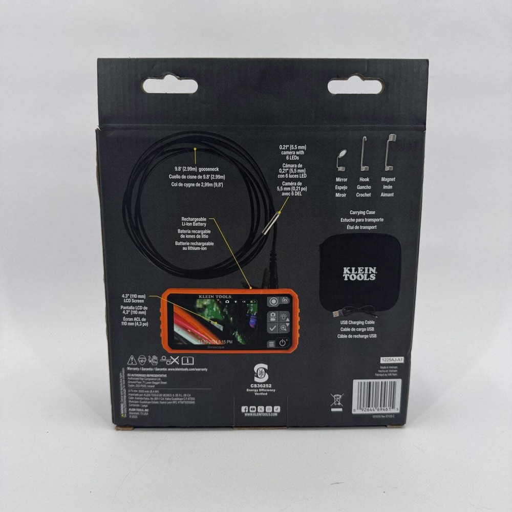 New Klein Tools Utility Borescope 1225aj-a1 Tool ET17