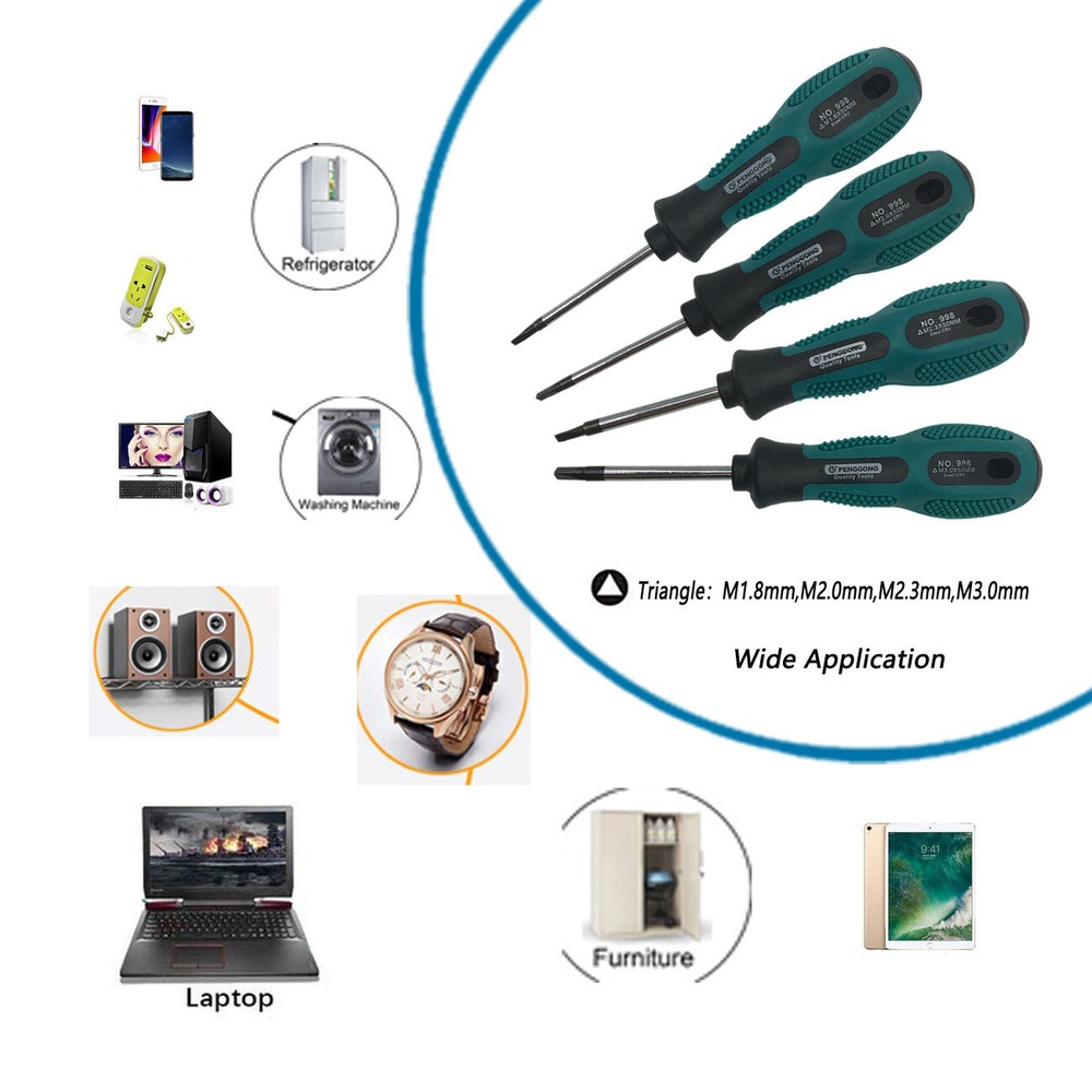 4p Triangle Screwdriver Set Hand Tool Multi-Purpose Magnetic Tool Kit 1.8-3.0mm