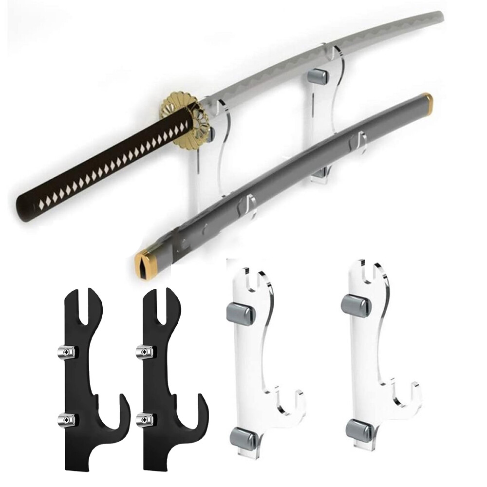 Sword Holder Wall Mount Samurai Sword Rack Katana Wakizashi Display 2PCS
