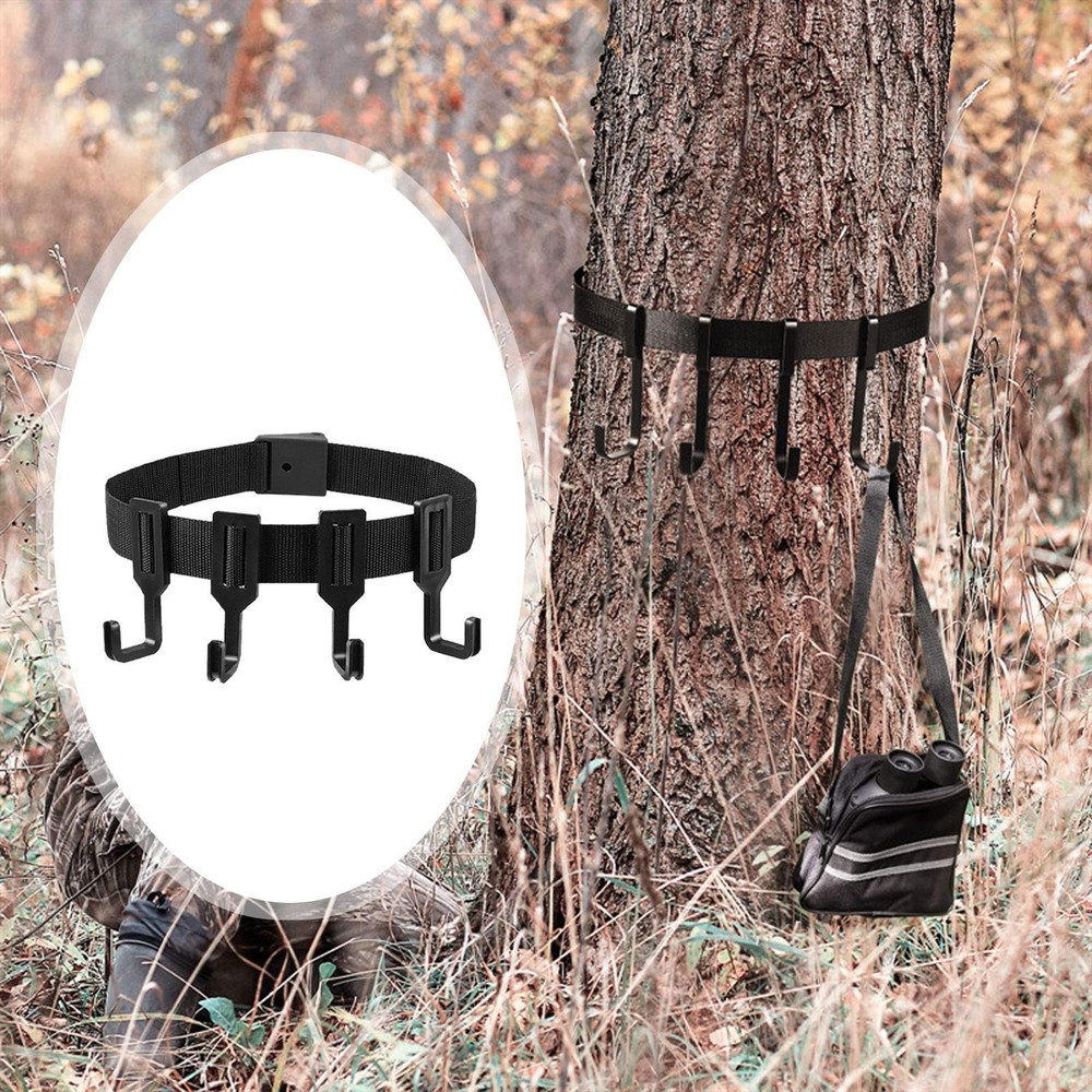Tree Stand Harness Strap Accessory Holder with 4 Hooks Gear Sturdy Versatile