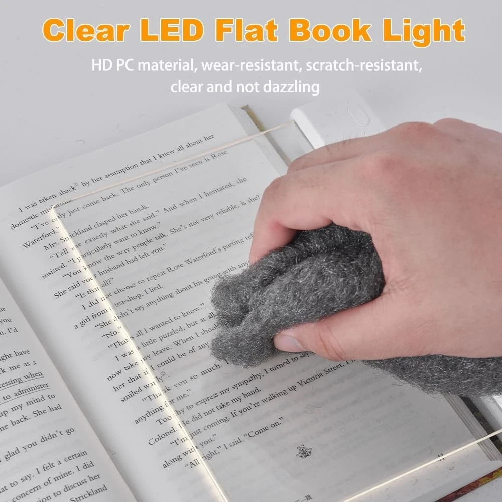 Book Light, Rechargeable Clear LED Flat Reading Light with 3 Colors Timer, D...
