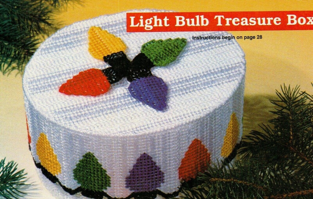 LIGHT BULB TREASURE BOX CHRISTMAS PLASTIC CANVAS PATTERN INSTRUCTIONS