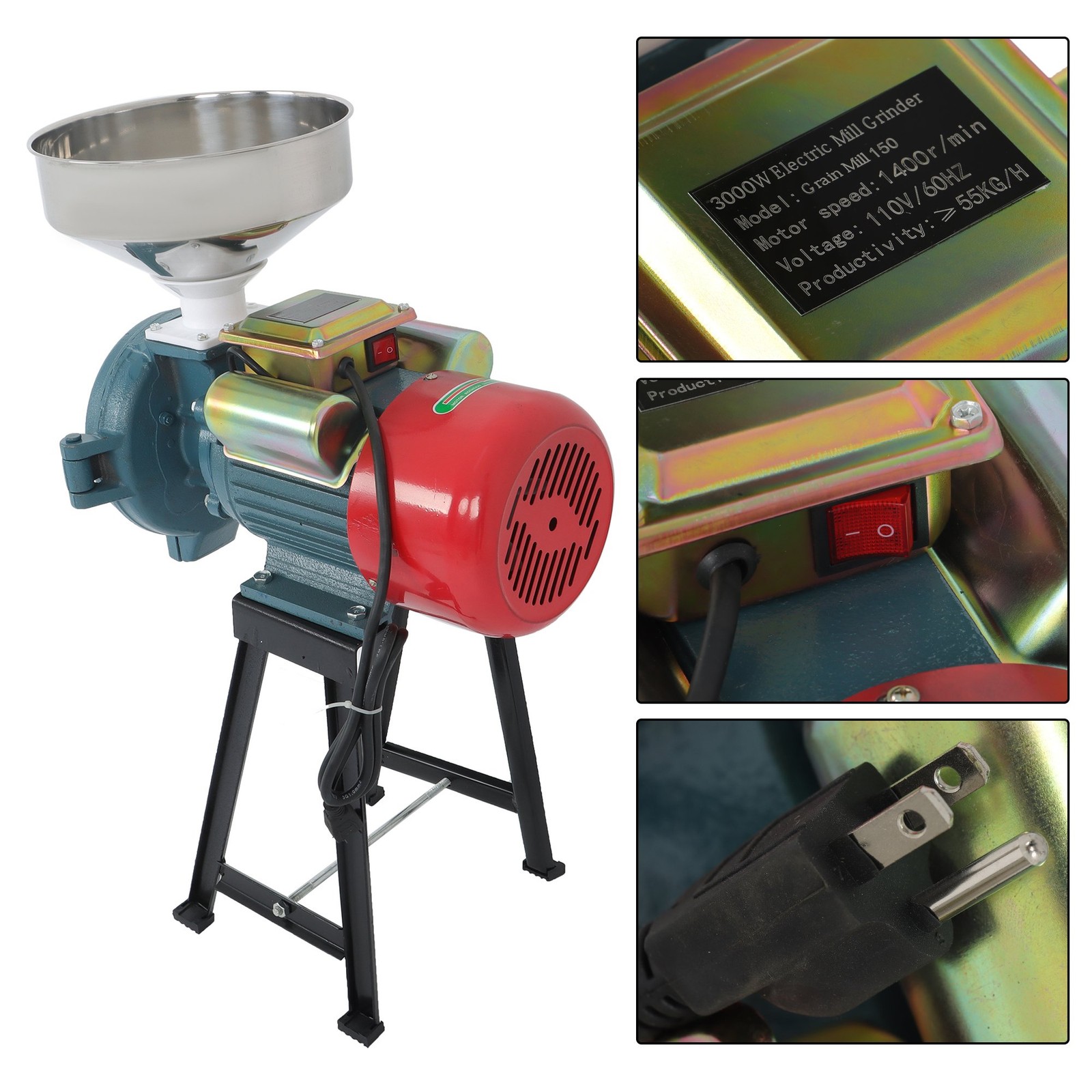 For Corn Wheat Feed Flour Grain Mill 3000W 110V Electric Grinder Grain Mill US