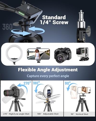 Vlogging Kit for iPhone/Android, 10'' Selfie Ring Light with Stand, 57''