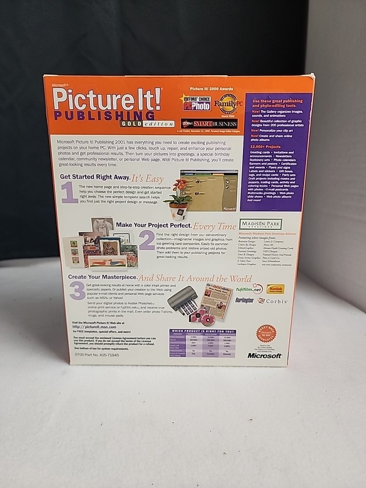 Microsoft Picture It! Publishing Gold Edition v. 2001 PC Sealed! Priority