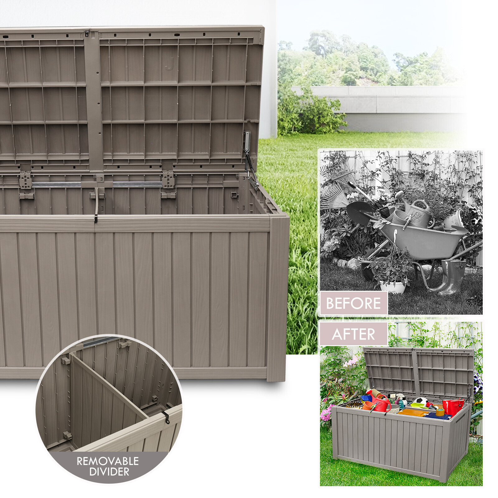180 Gallon Deck Box Storage Outdoor Patio Chest Organizer Furniture Garden Bench