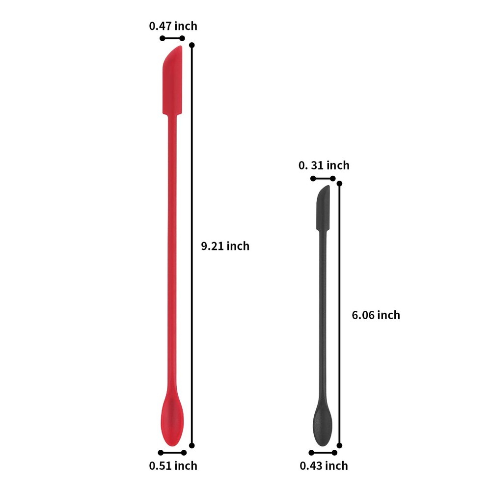 Mini Silicone Spatula Set for Jar Scraping Kitchen Baking Tool Red Black