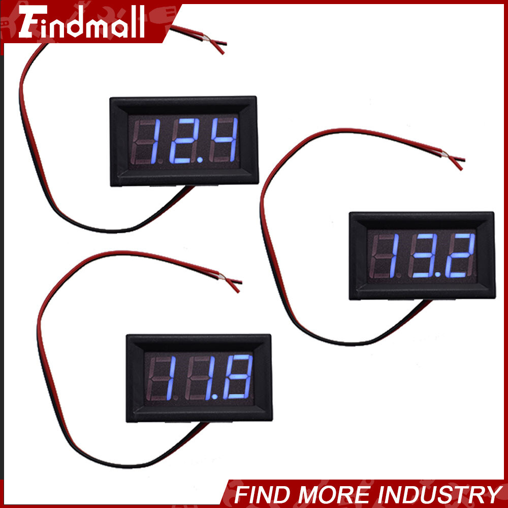3× DC 4.5-30V Blue LED 3Digital Display Voltage Meter Voltmeter Panel Motorcycle