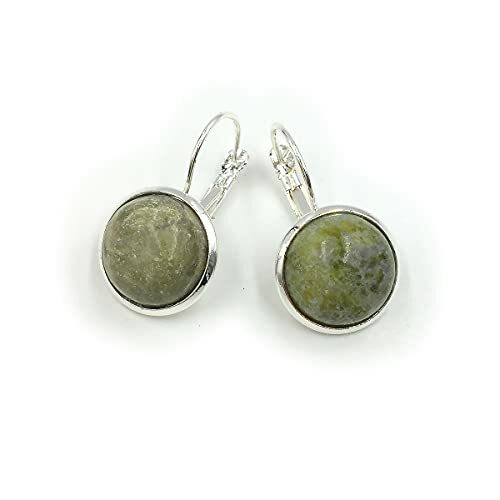 Irish Connemara Marble Small Round Dangle Silver plated Earrings
