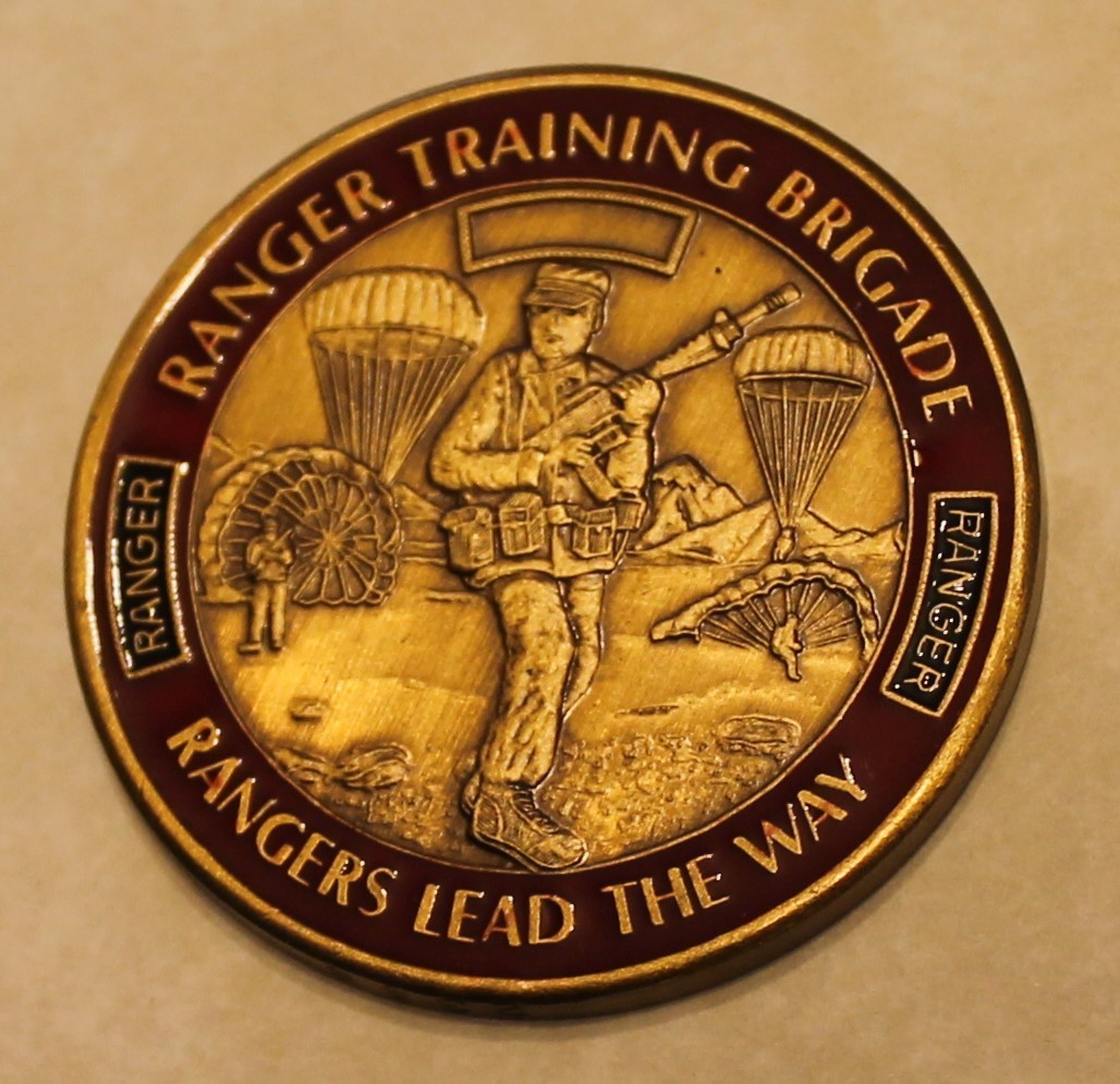 Ranger Training Brigade Serial #'d Edge Hard Baked Enamel Army Challenge Coin