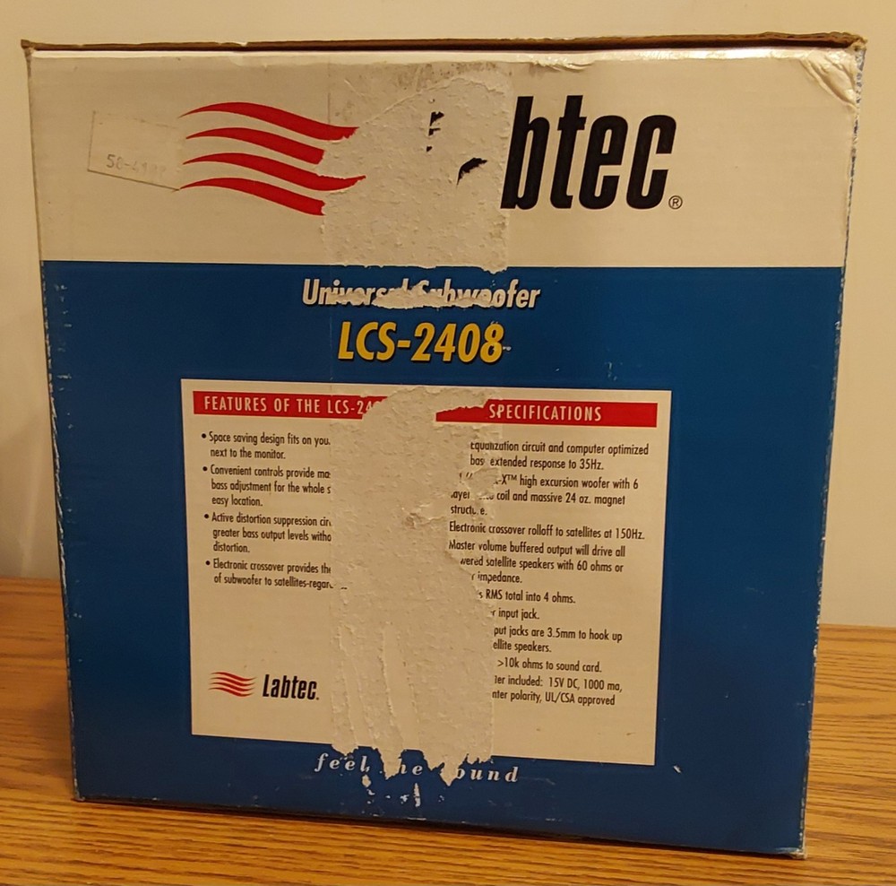 Labtec LCS-2408 Magnetically Shielded Subwoofer, Space Saving, 3.5mm, Compatible