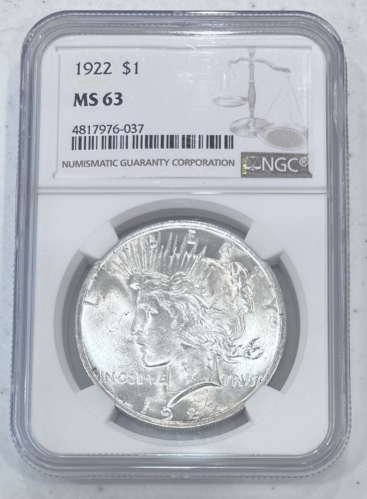 1922 PEACE SILVER DOLLAR MS63 NGC NICE LUSTER