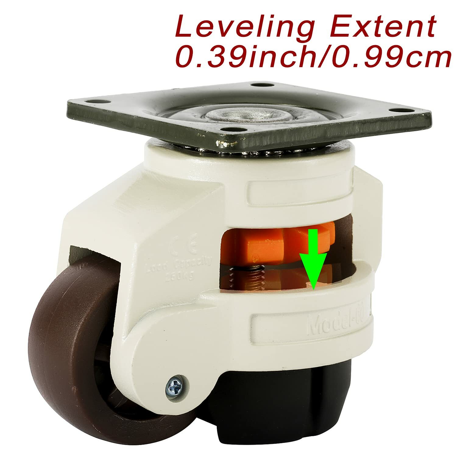 4 Pack Retractable Leveling Machine Casters w/ Nylon Wheel & Rubber Foot 2200lbs