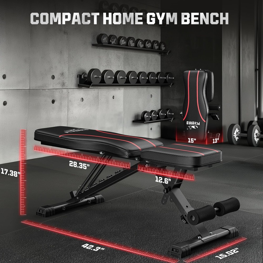 FLYBIRD Adjustable BenchUtility Weight Bench for Full Body Workout-